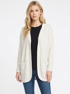 Pretty Rebel cream color hooded cozy cardigan with pockets size medium